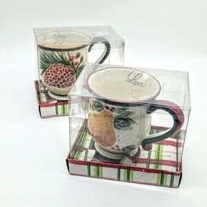 Vintage Enesco Julie Ueland Holiday Ceramic Mugs NIB